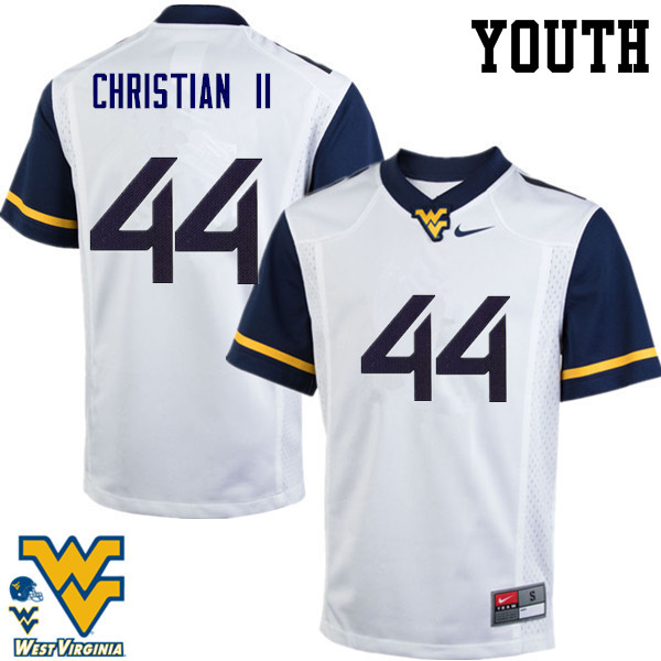 NCAA Youth Hodari Christian II West Virginia Mountaineers White #44 Nike Stitched Football College Authentic Jersey MJ23R28JW